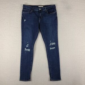 Levi's 711 Jeans Womens 32 x 30 Skinny Distress‎ Dark Wash Blue